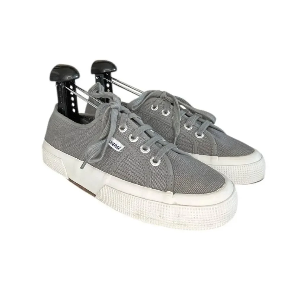 Womens Superga 2750 Cotu Classic Canvas Sneakers Size 7 Gray White